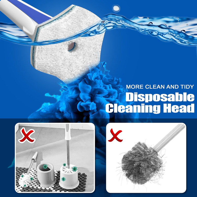 Disposable Toilet Brush with 48PCS Wand Cleaner Refills, Wall Mounted Toilet Bow
