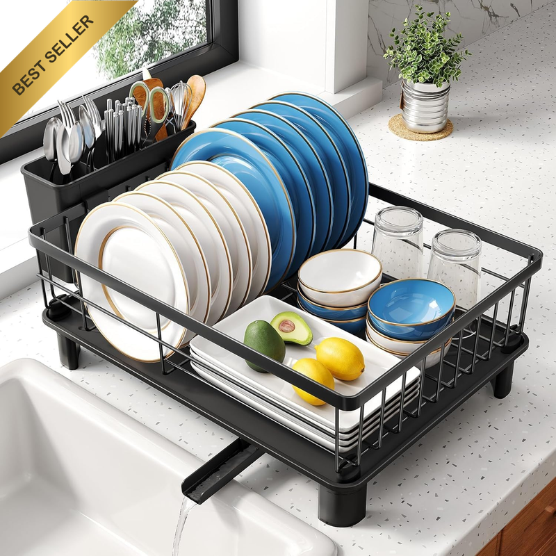 Dish Drying Rack - Small Dish Rack for Kitchen Counter, Stainless Steel Dish Dra