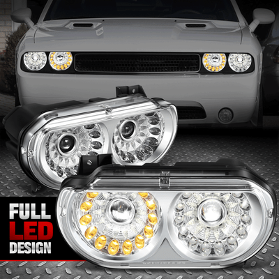 [Поворотник DRL с подсветкой Switchback LED] Для проекторной фары Challenger 08-14 Хром