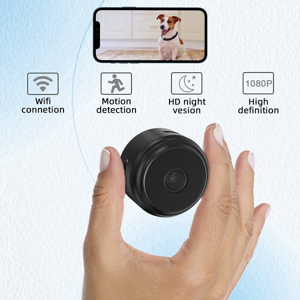 Compact camera with WiFi, motion detection, night vision, 1080P.