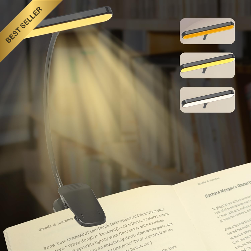 25 LED Rechargeable Book Light for Reading in Bed - Eye Caring 3 Color Temperatu