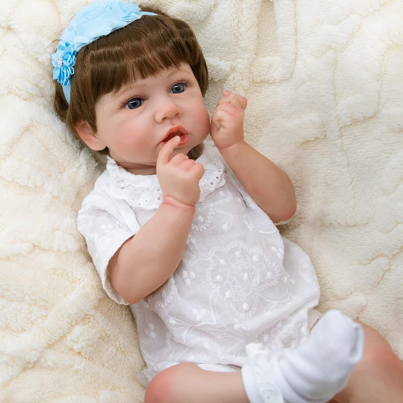 22inch Realistic Newborn Baby Doll Girl Full Body Vinyl Was...