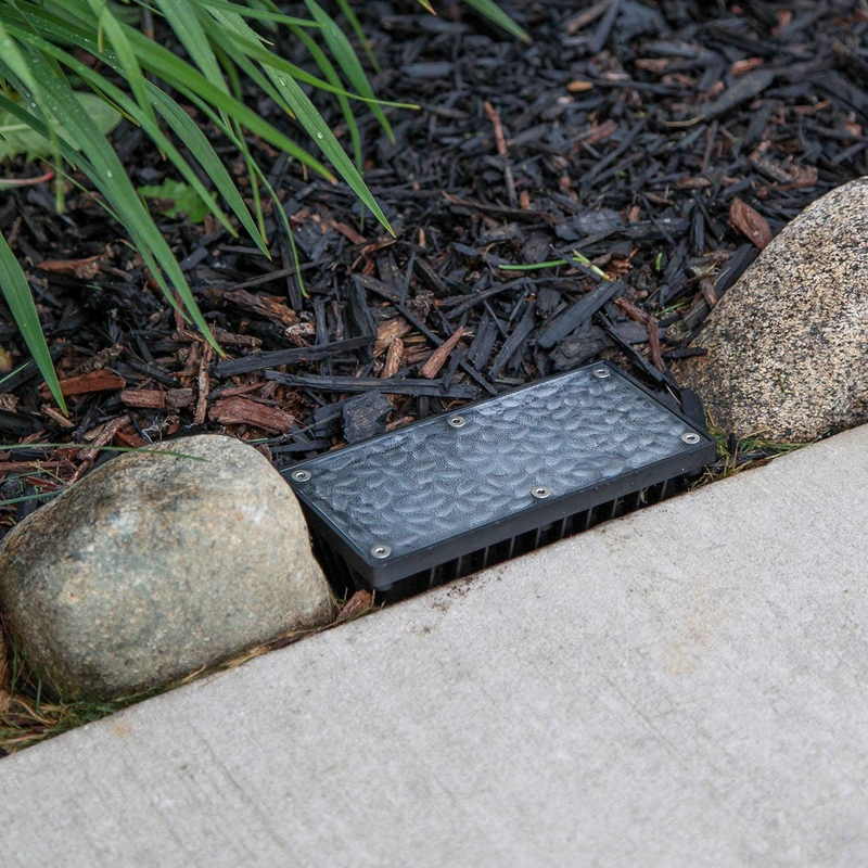 Solar Brick Landscape Path Light, 8X4 Recessed Polyresin Paver, Cool White Leds,