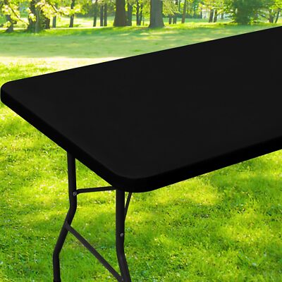 smiry Rectangle Picnic Table Cloth, Waterproof Elastic 30*72 inch, Black 