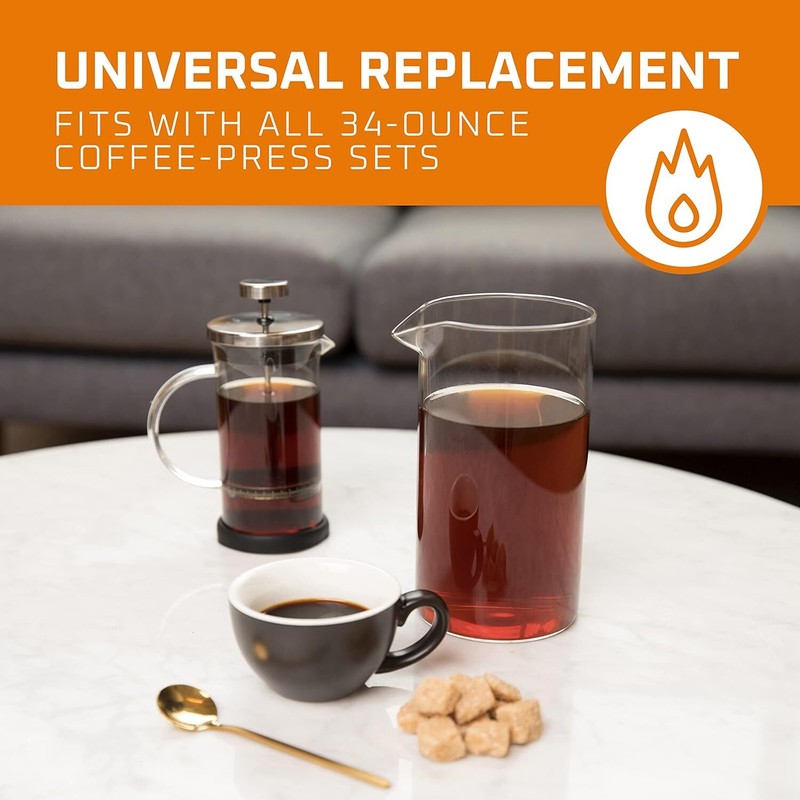 Bruntmor Spare Carafe for French Press, 34 oz French Press replacement Glass