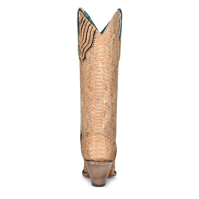 Pre-owned Corral Boots Corral Womens Python Cowboy Boots Snake Honey In Yellow