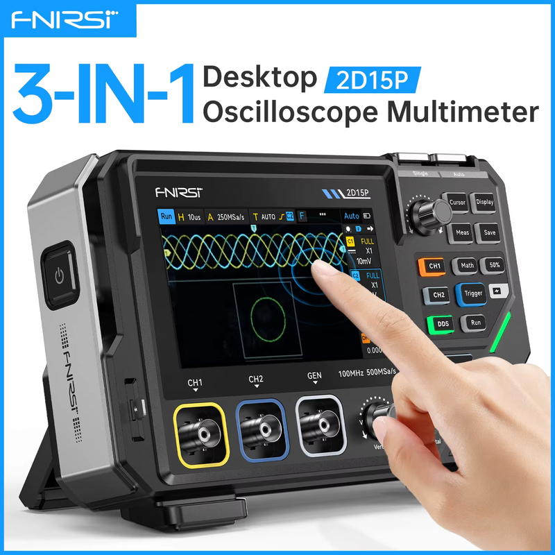 2D15P Touch Screen Digital Oscilloscope Multimeter Signal Generator 3-in-1 Dual