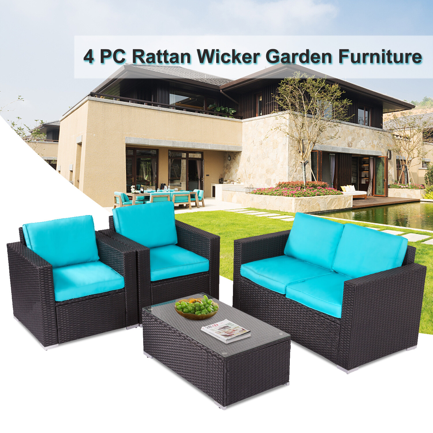 threshold belvedere 5pc wicker patio chat set