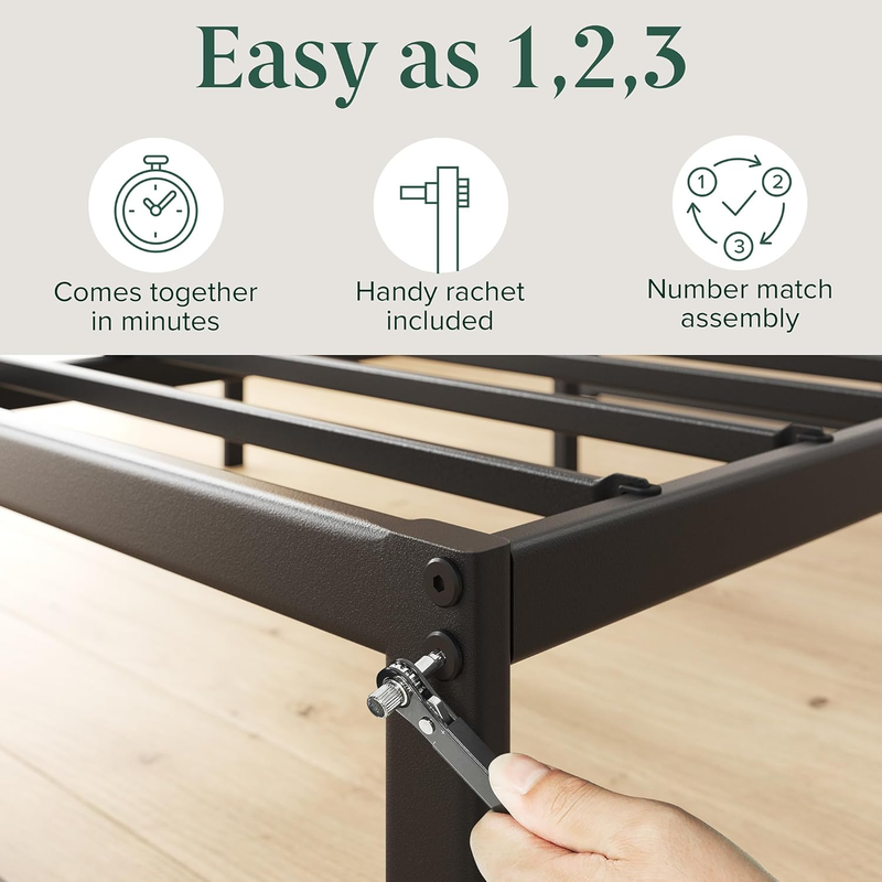 Full Bed Frame - ABEL 14 inch Metal Bed Frame with Steel Slat Support, No Box Sp