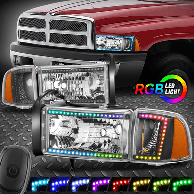 [RGB-светодиод с последовательной анимацией запуска] Для фар 04-08 Ram 1500-3500 Хром