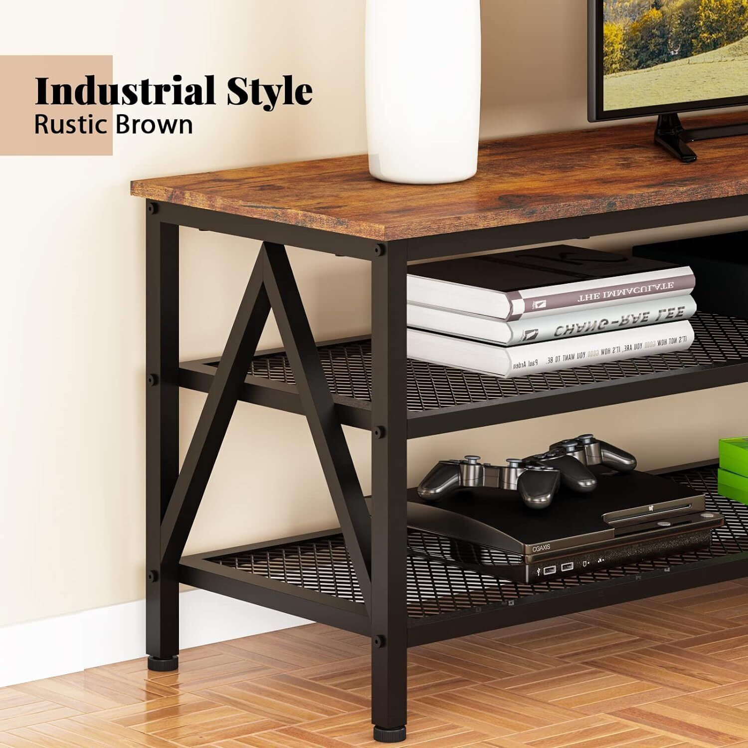 TV Stand for 60 65 inch TV,  Entertainment Center Industrial TV Console Table