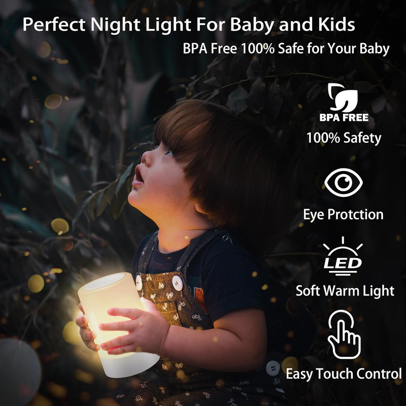 Nursery Night Light for Babies, LED Bedside Touch Sensor Lamp for Kids Breastfee
