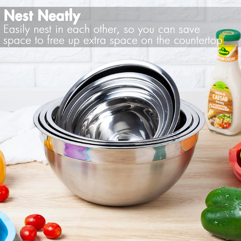 7 Piece Mixing Bowls with Lids for Kitchen, Stainless Steel Mixing Bowls Set Ide