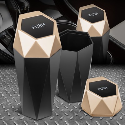 [2ШТ] Портативный Автомобильный Мини-держатель для мусорного ведра Мусорное ведро для мусора Чехол для пыли Золотая крышка