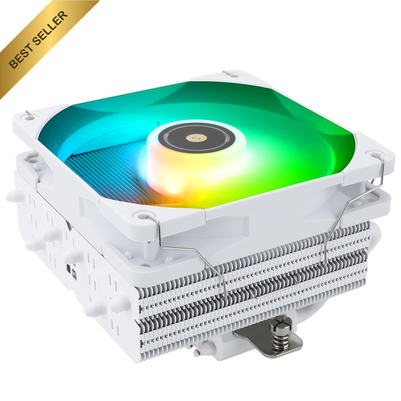 SI-100 White ARGB CPU Air Cooler, 6×6Mm Heat Pipes,120Mm PWM Quiet Fan CPU Coole
