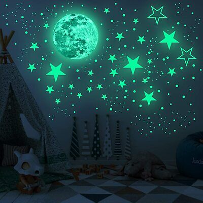 435PCS Glow In The Dark Luminous Stars & Moon Wall Stickers Decal Kid Room Decor
