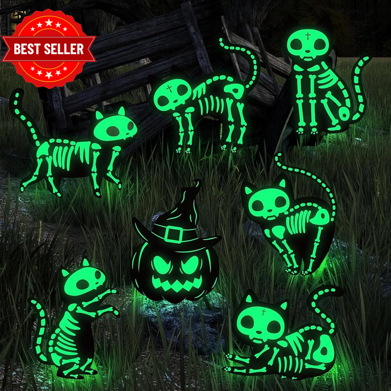 7Pcs Halloween Decorations Outdoor, Glow Halloween Yard Signs