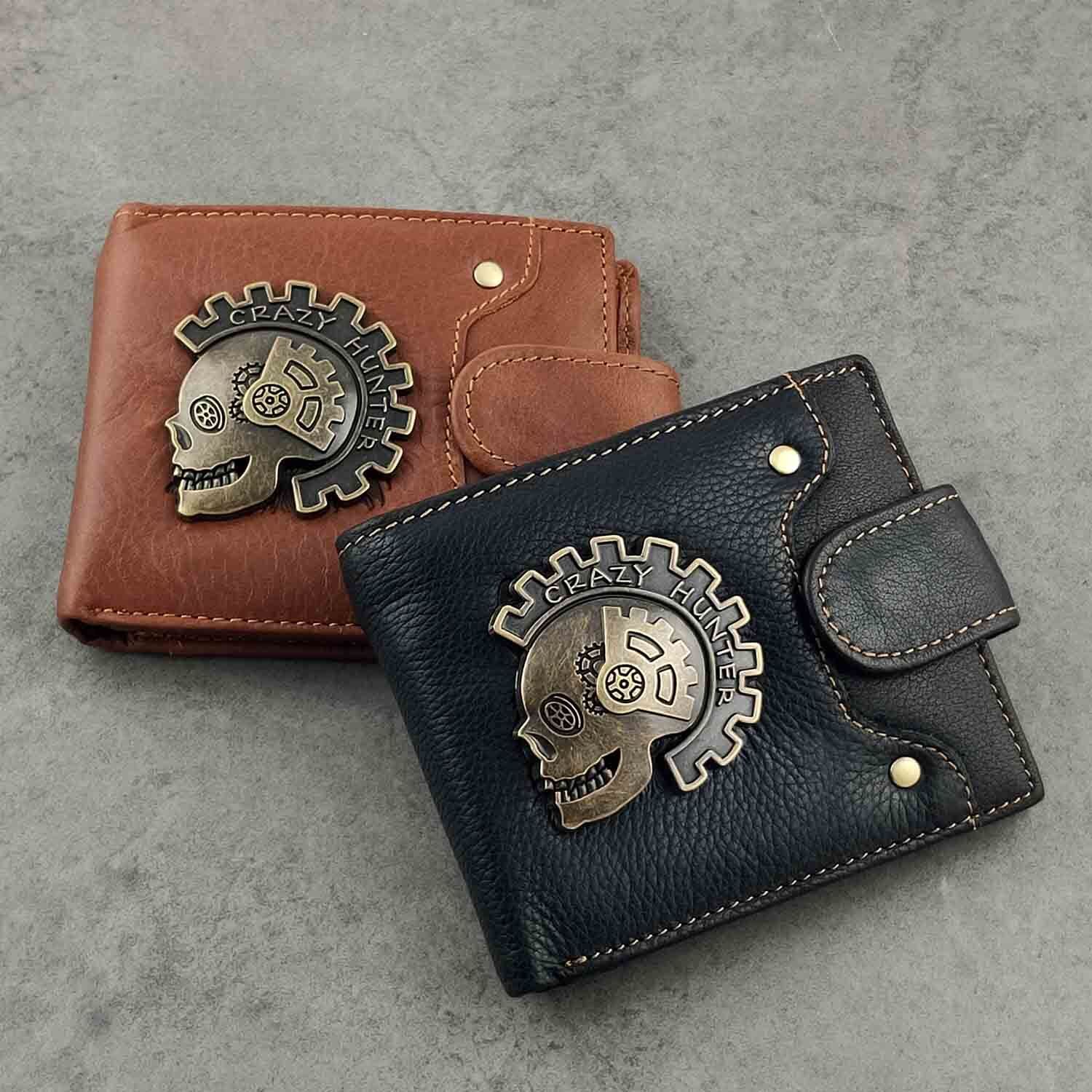 Mens Boys Punk Rock Skull Leather Wallet Card Holder Money Mens Boys Punk Rock Skull Leather Wallet Card Holder Money