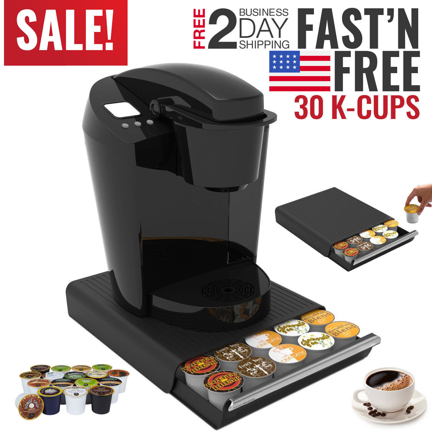 Chrome And Glass Coffee Maker Stand Keurig 35 K Cup Pod Storage