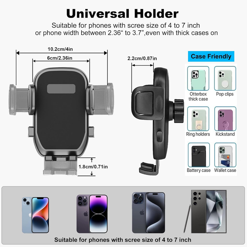 Cup Holder Phone Mount, 2 in 1 Universal Cup Holder Expander with Long Arm 360°R