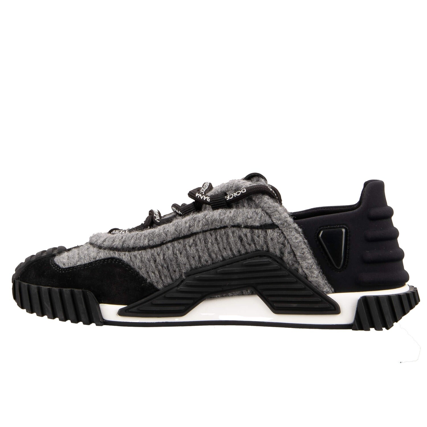 Pre-owned Dolce & Gabbana Dg Logo Wool Low Top Sneaker Shoes Ns1 Gray Black 13372