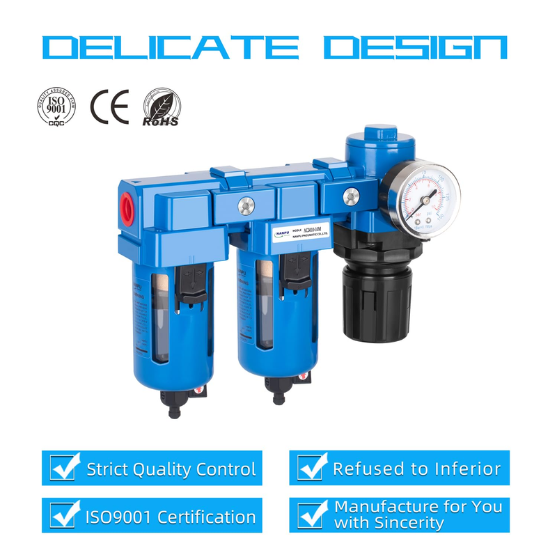 3/8" NPT Air Drying System - Double Air Filters, Air Pressure Regulator Combo -