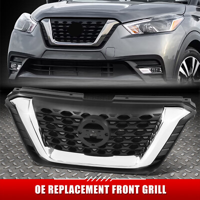 Для 18-20 Nissan Kicks OE Style Хромированный молдинг с черной вставкой Передняя верхняя решетка радиатора