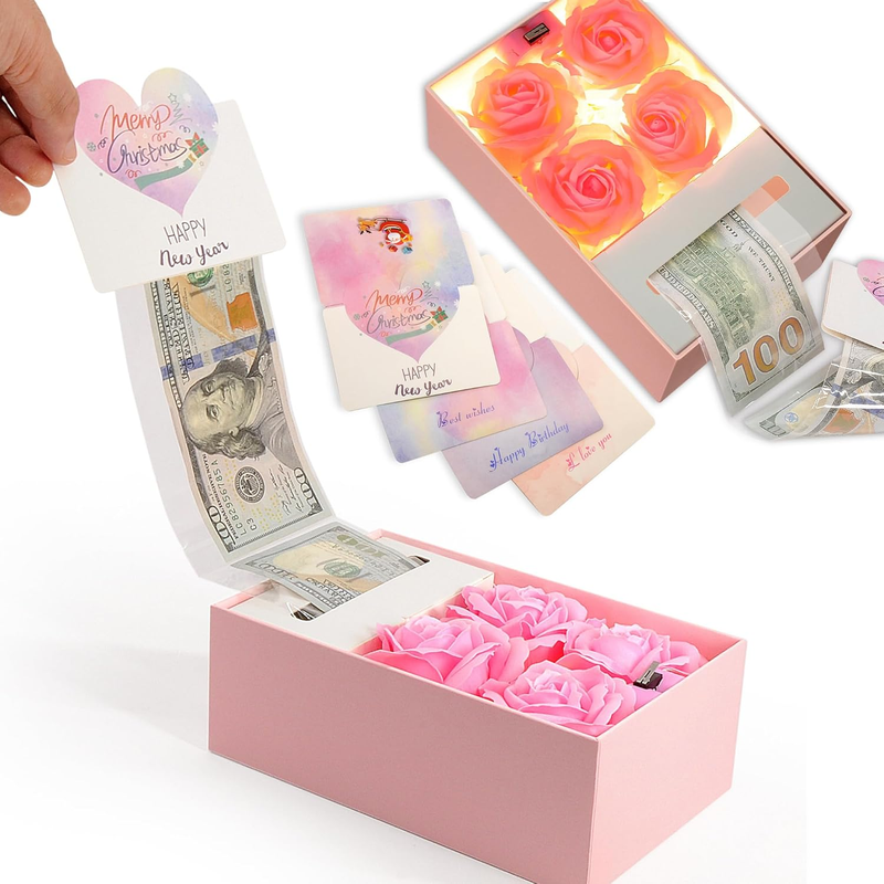 Money Box for Cash Gift Pull, Money Gift Boxes for Cash on Birthday, Christmas,