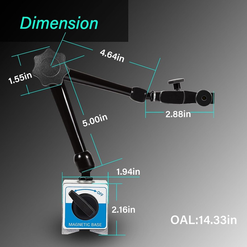 for Noga DG61003 Regular Duty Dial Gage Holder Mag Base w/Metal Fine Adjustment