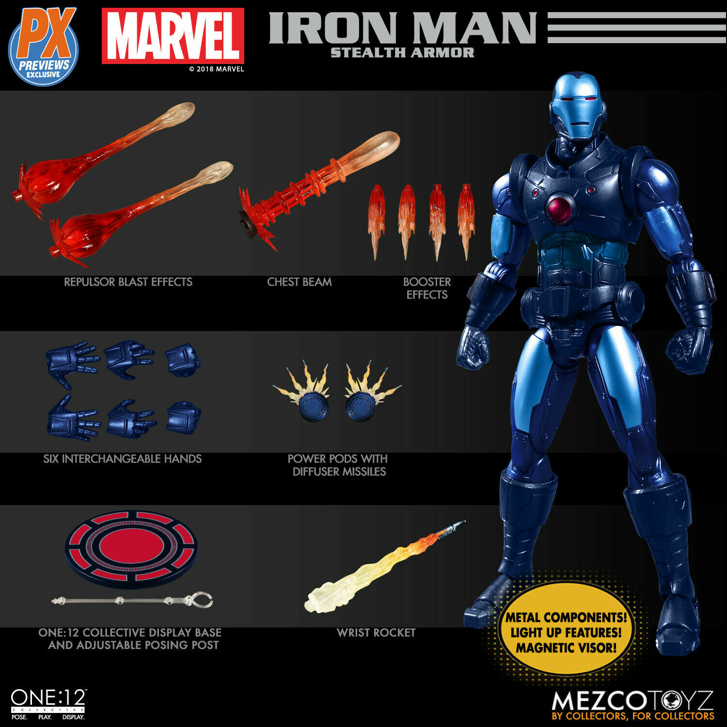 Mezco One:12 Collective Iron Man Stealth Armor Figure MIB