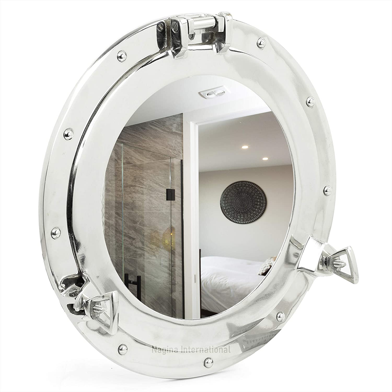 Premium Silver Lined Aluminum Nickel Coated Nautical Ship'S Porthole Window ! Ma