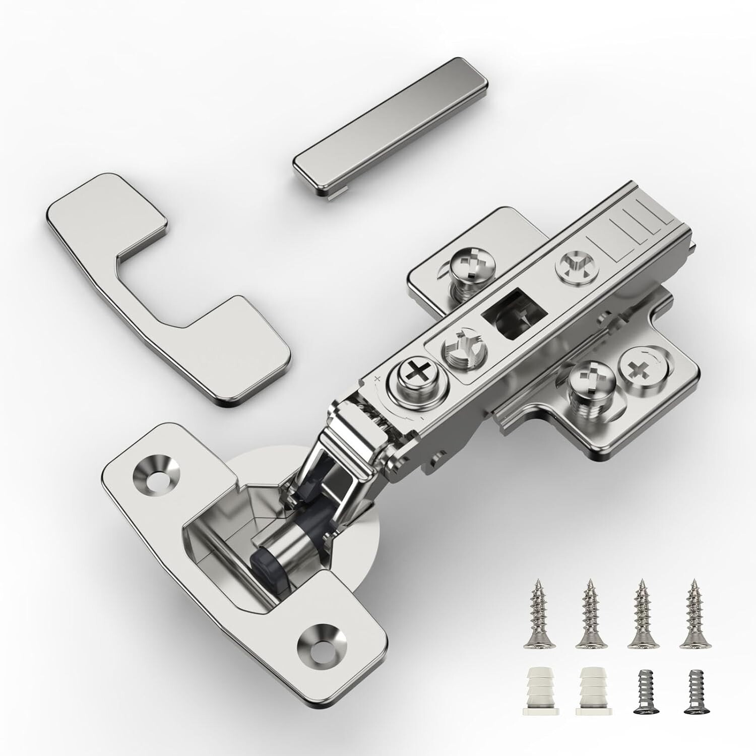 20 pcs Soft Close Cabinet Hinge,4D Adjustment Full Overlay Hinges Nickel Plated