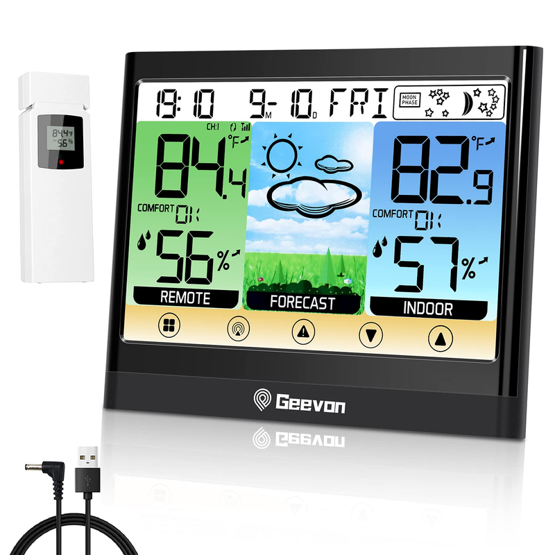 Wireless Indoor Outdoor Thermometer Hygrometer With Dew Point, H