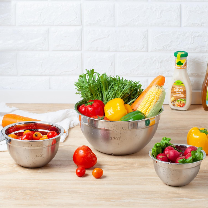 7 Piece Mixing Bowls with Lids for Kitchen, Stainless Steel Mixing Bowls Set Ide