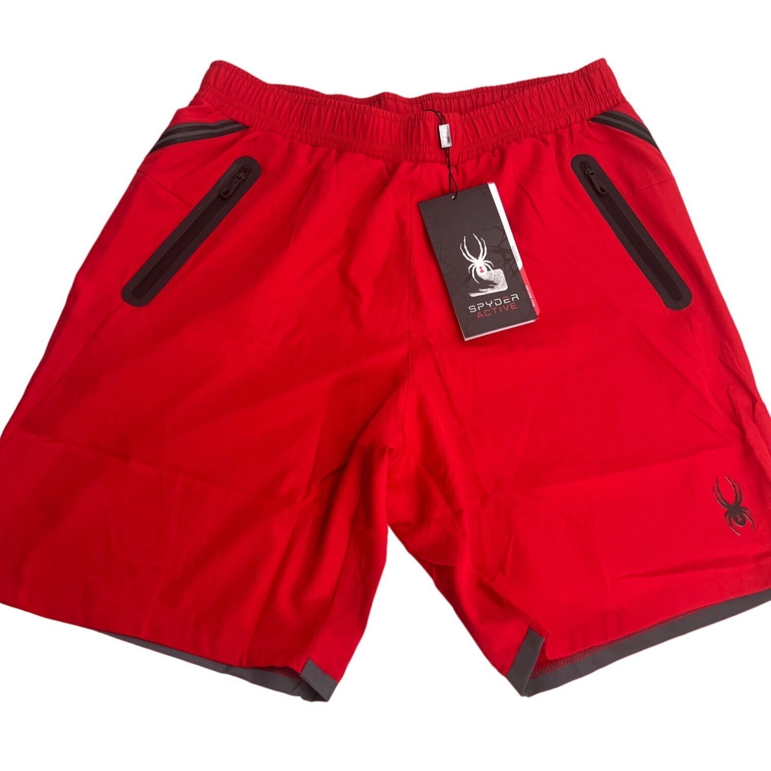 Spyder Active Men Shorts Red Athletic Moisture Wicking