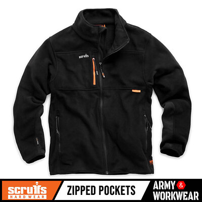 Scruffs Eco Abratect Worker Fleece Jacket Mens Zipped Pockets Quick Drying Black