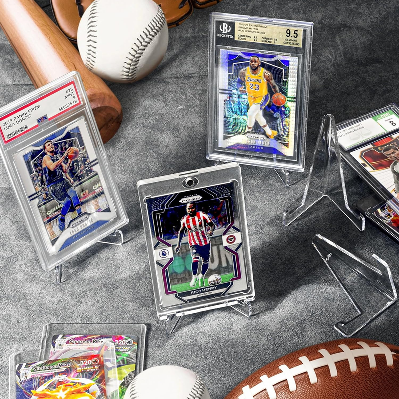 Trading Card Display Stand, PSA, SGC, BGS Card Holder, Clear Plastic, 10 Pack