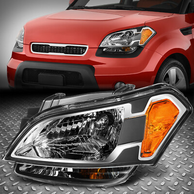 Для 10-11 Soul OE Style Левая сторона водителя, Черный корпус, Янтарная Угловая фара