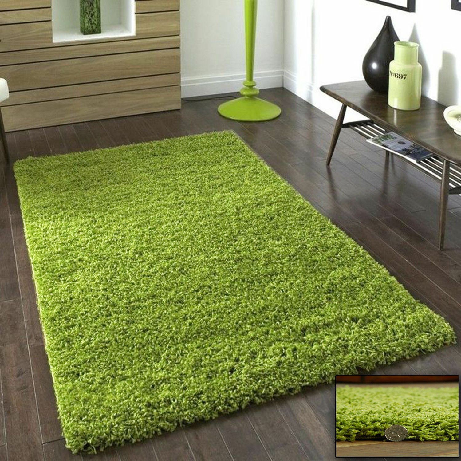 NEW SMALL LARGE MODERN WAVE BEIGE CREAM 5CM SHAGGY RUGS THICK SOFT PILE RUG MATS