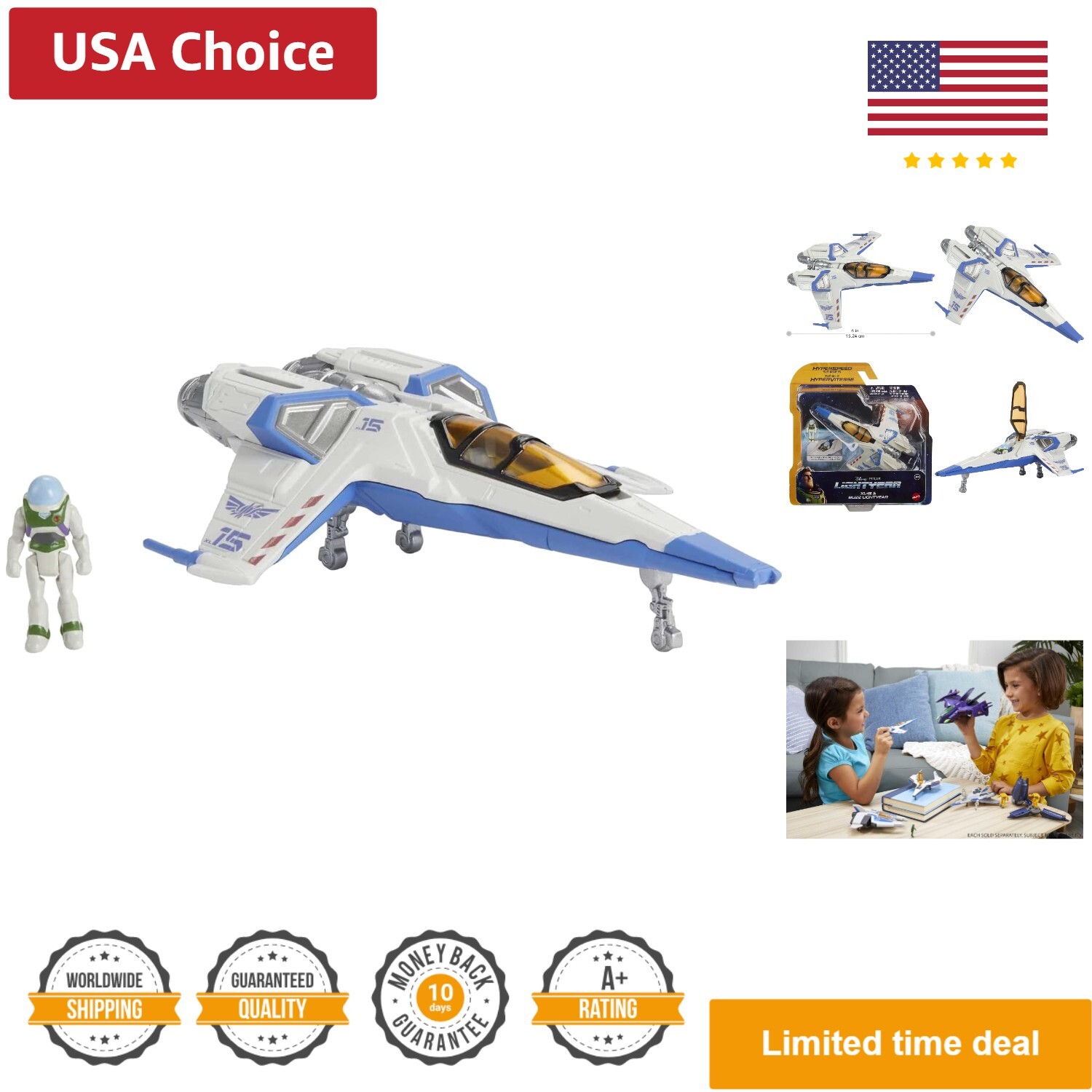【美品&希少】SAPEur FLIGHT series XL Lightyear Toys Hyperspeed Series Xl-15 Spaceship 6 In & Buzz