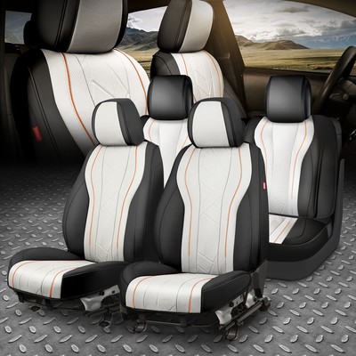 Полный комплект чехлов для автомобильных сидений из кожзаменителя серии Touring, Защитная подушка Серый/Черный