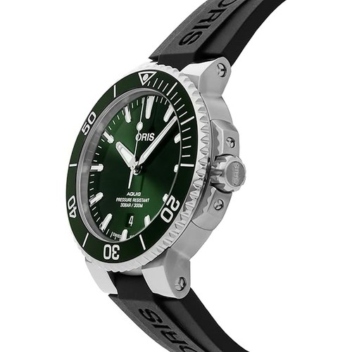 Pre-owned Oris 01 733 7766 4157-07 4 22 64fc Men's Aquis Date Green Dial Automatic