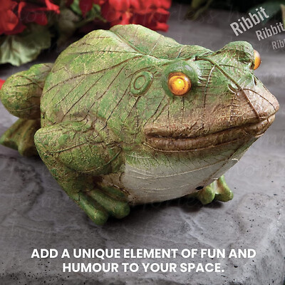 Motion Activated Light & Sound Frog Garden Statue Sculpture Outdoor Yard Decor