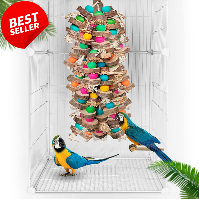 19.7 Inch Large Bird Chew Toy Wooden Blocks Parrot Cage Macaw Cockatoo - US