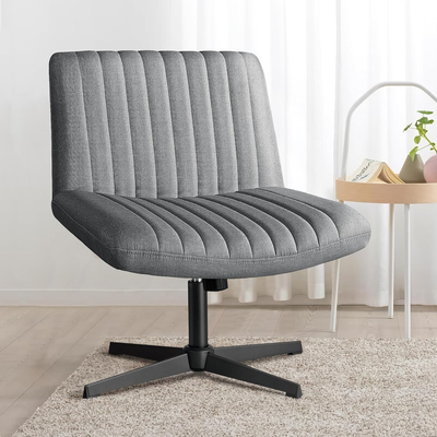Grey fabric desk on sale chair no wheels