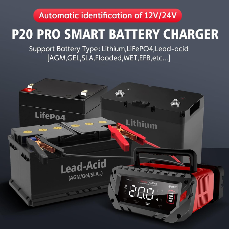 Lithium Lifepo4 Battery Charger,12V 24V Fully Automatic Car Battery Charger, 12