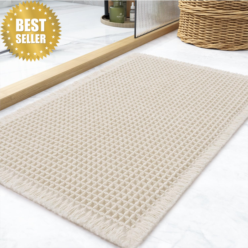 Waffle Bathroom Rugs, Super Absorbent Non Slip Bath Rug, Upgraded Soft Quick Dry