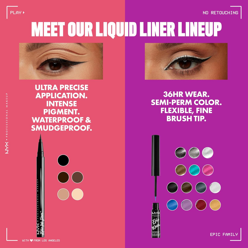 , Epic Ink Liner, Liquid Eyeliner, Waterproof, Matte finish - BLACK