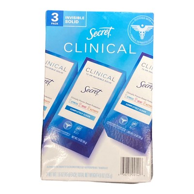 Твердый дезодорант-невидимка Secret Clinical Completely Clean, 1,6 унции (3 штуки)