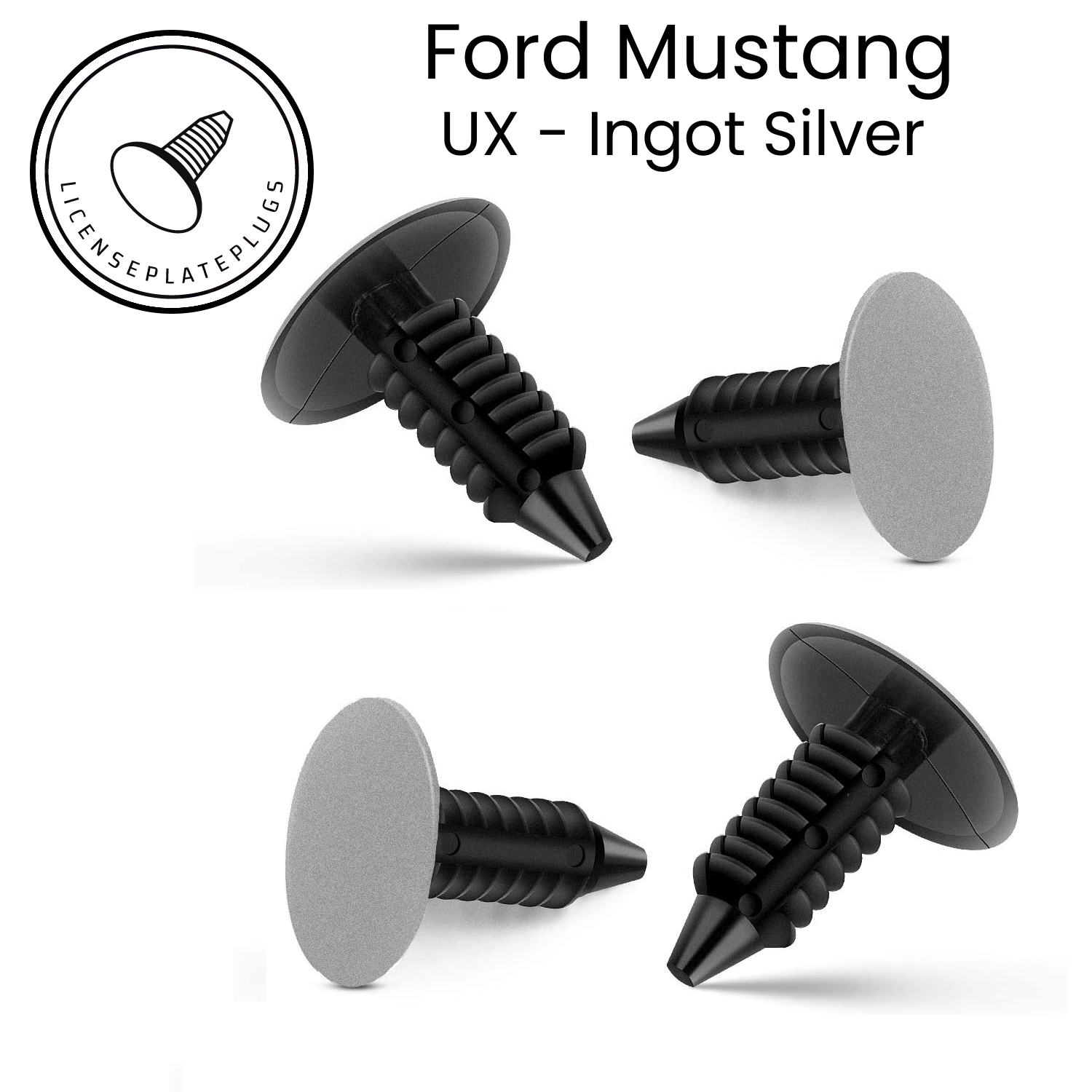 Size / Color:FORD Ingot SIlver (UX) - 7mm hole - Set of 4:SET OF 4: License Plate Plugs Front Bumper Plate Hole Covers: Pick Your Color!